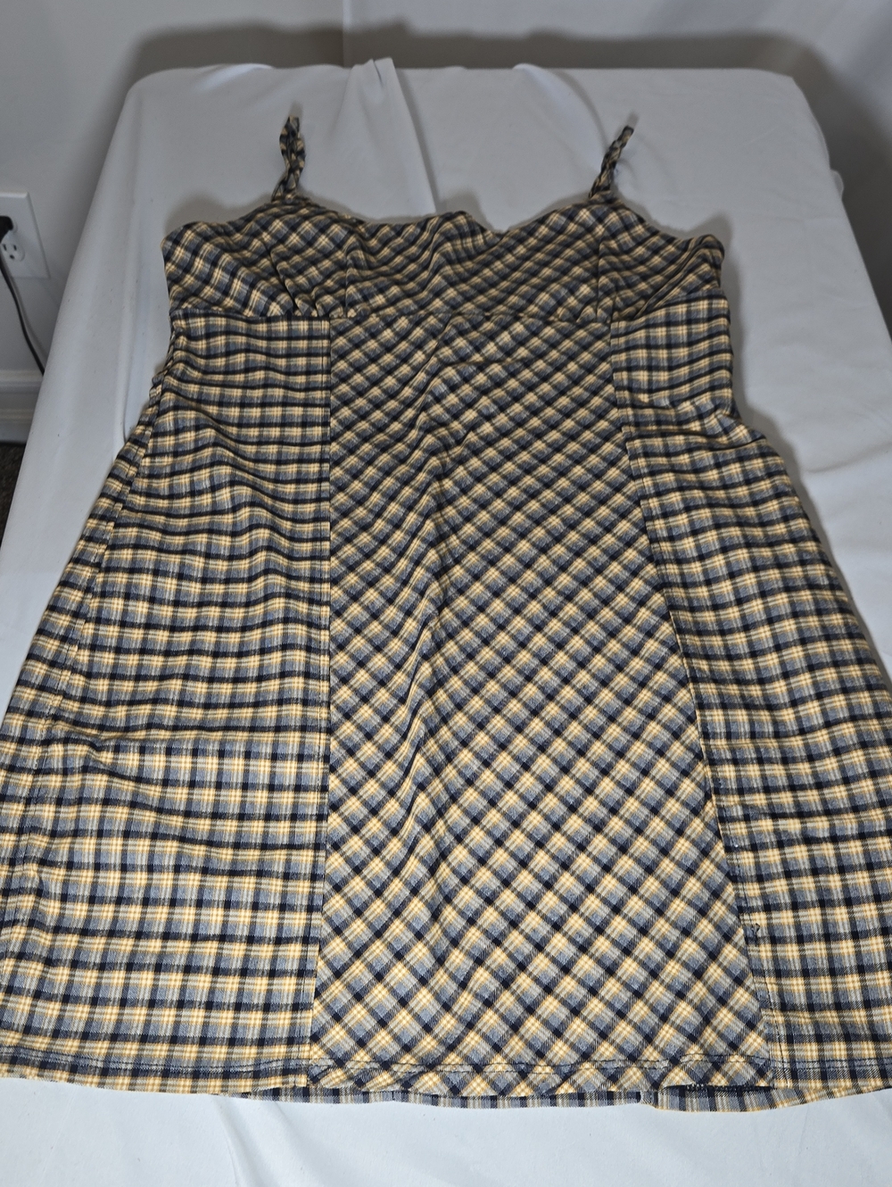 wild fable Yellow and Black Plaid Mini Dress